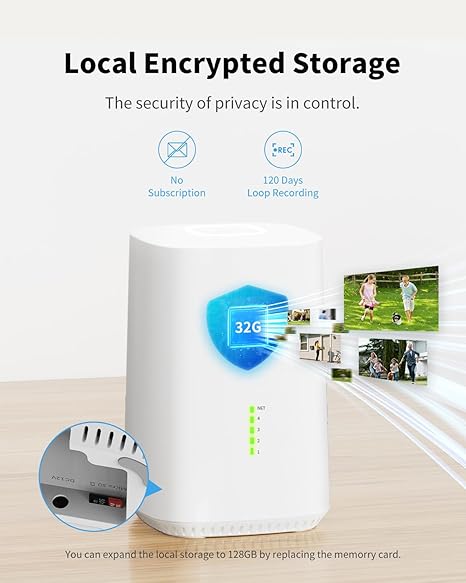 Aume Security Cameras Wireless Outdoor with Home Base, No Subscription, Solar Powered, 4MP Live View, 360° Panoramic View, Color Night Vision, Local Storage, Support 5G&2.4G WiFi, Home Security System