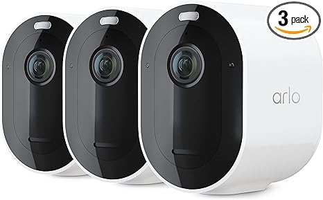 Arlo Pro 5S Spotlight Security Camera 2K HDR | Outdoor | Wireless | Dual-Band Wi-Fi Connects to Strongest Network|12X Zoom, 2-Way Audio, Color Night Vision,Live Stream(White, 3 Cameras)